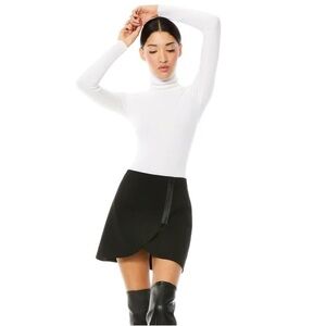 Alice + Olivia Lennon Side Zip Faux Wrap Tulip Hem Mini Skirt Black Size 8